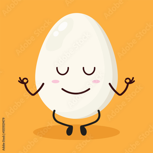 cute yoga expression of egg character