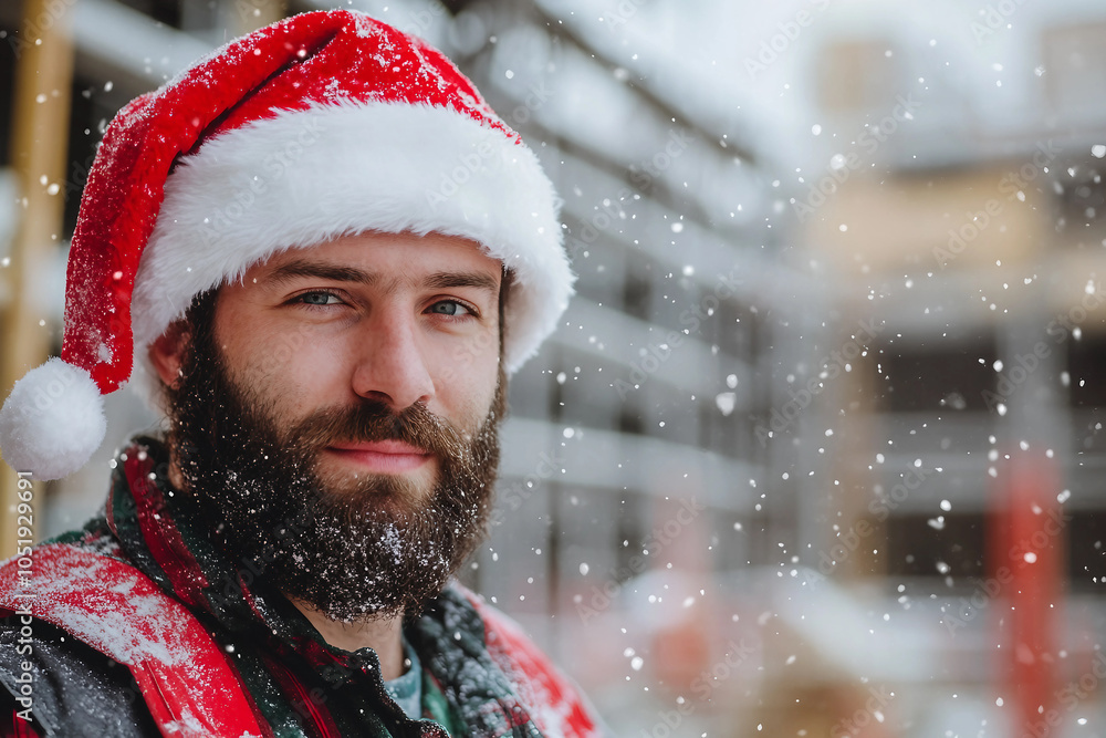 Generative AI picture of man worker celebrate new year outdoors Generative AI picture of man worker celebrate new year outdoors