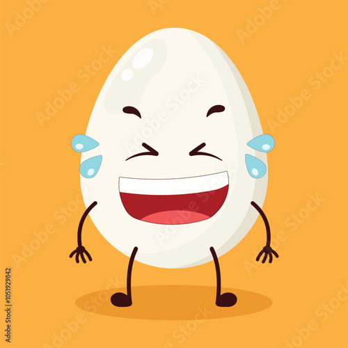 cute laugh out loud expression of egg character