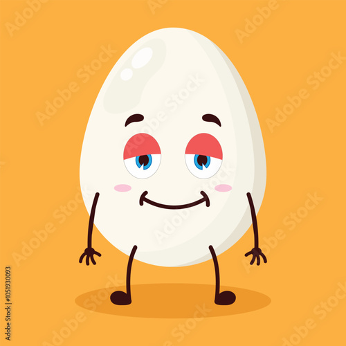 cute lazy expression of egg character