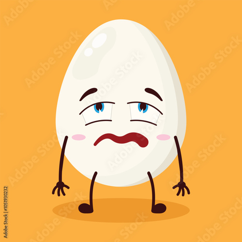 cute bored expression of egg character