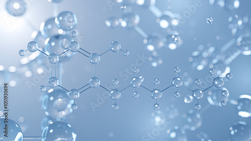 4-hexylresorcinol molecular structure 3d, anaesthetic, structural chemical formula view from a microscope photo