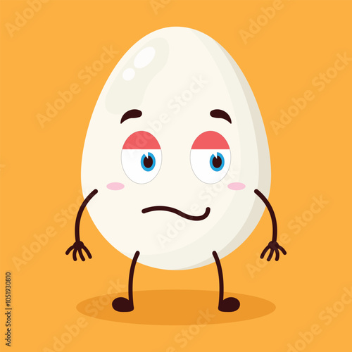 cute silent expression of egg character