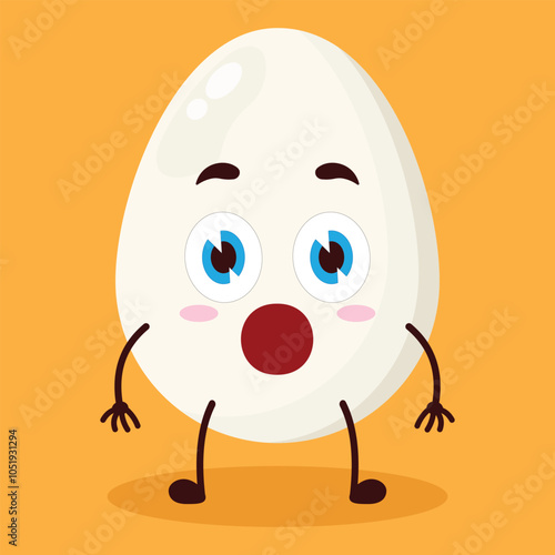 cute shocked expression of egg character