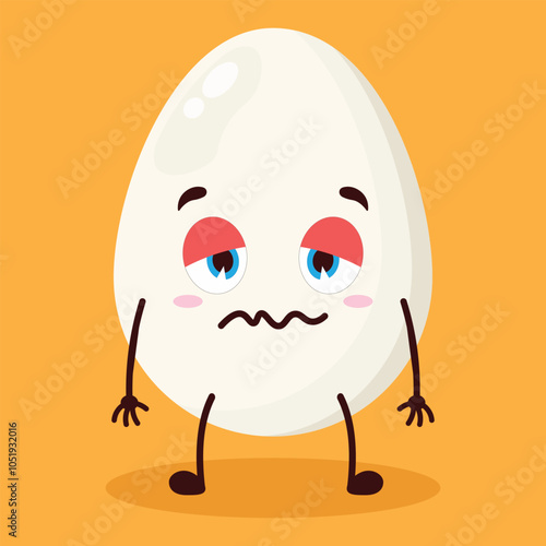 cute grumpy expression of egg character