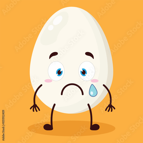 cute nervous expression of egg character