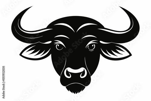 African Buffalo Head Silhouette, African Buffalo Head and Horns Clipart Vector