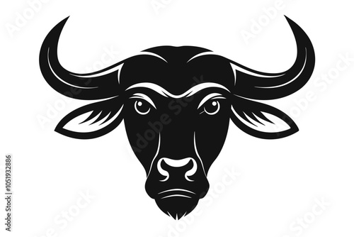 African Buffalo Head Silhouette, African Buffalo Head and Horns Clipart Vector