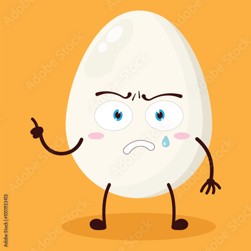 cute weird expression of egg character