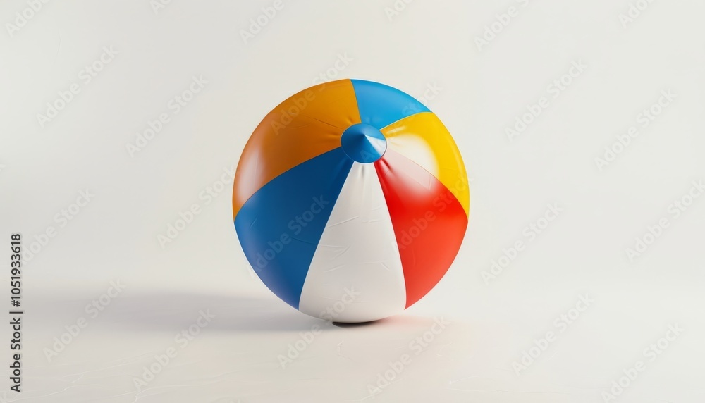 Fototapeta premium Vibrant Beach Ball Pops Against Pure White Background - AR 7:4
