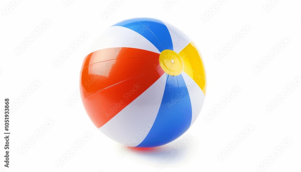 Fototapeta premium Serene Beach Ball: A Close-up Isolation on a White Background with Clipping Path