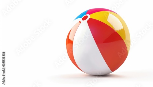 Summer Fun: Beach Ball ready for play on a white background with clipping path