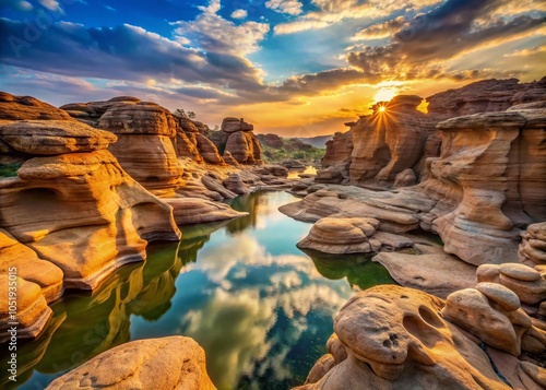 Macro Photography of Unique Rock Formations at SamPanBok Grand Canyon, Ubon Ratchathani, Thailand photo