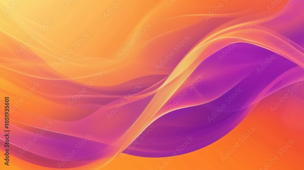 Fototapeta premium Abstract waves in orange and purple hues, smooth flowing design