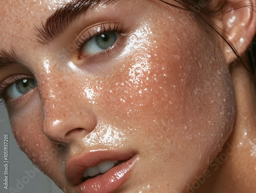 Close-Up Face with Hydrated Skin photo