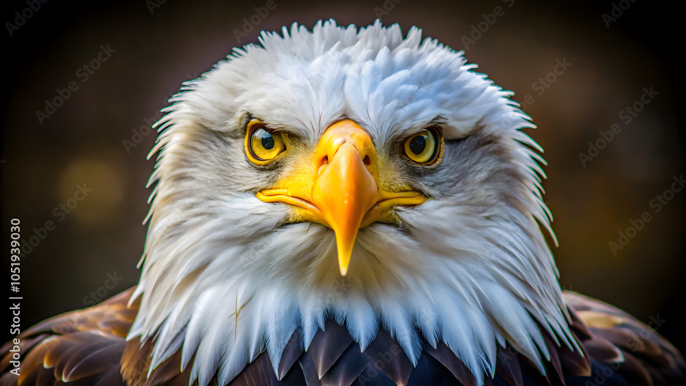 Fototapeta premium A close-up of a curious North American Bald Eagle