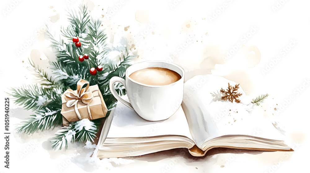 Cozy winter moments a cup of hot cocoa an open book and a christmas tree create the perfect holiday atmosphere Cozy winter moments a cup of hot cocoa an open book and a christmas tree create the perfect holiday atmosphere