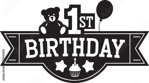 1st Birthday Vector Graphic