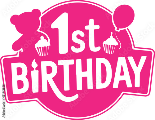 1st Birthday Vector Illustration