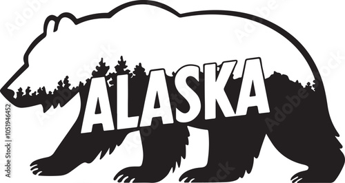 Alaska Bear And Retro Typography Vector