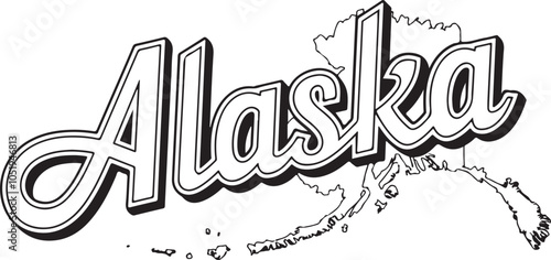 Alaska Typography And State Shape Vector Graphic