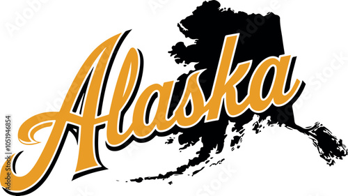 Alaska Typography And State Shape Vector