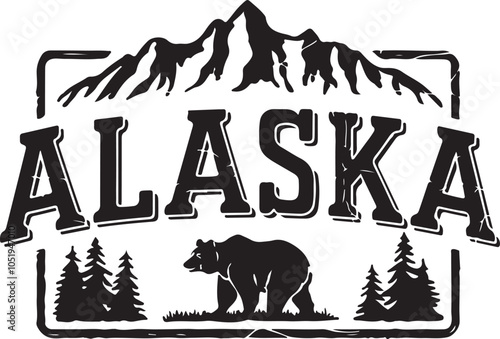 Alaska Wilderness Vector Graphic Retro