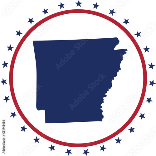 Arkansas State Shape With Stars Vector Graphic
