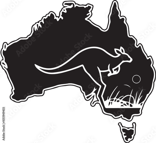 Australia Map Retro Kangaroo