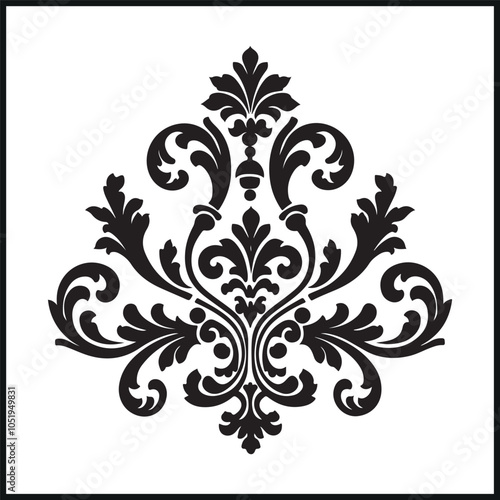 Silhouette Baroque ornament,  floral element