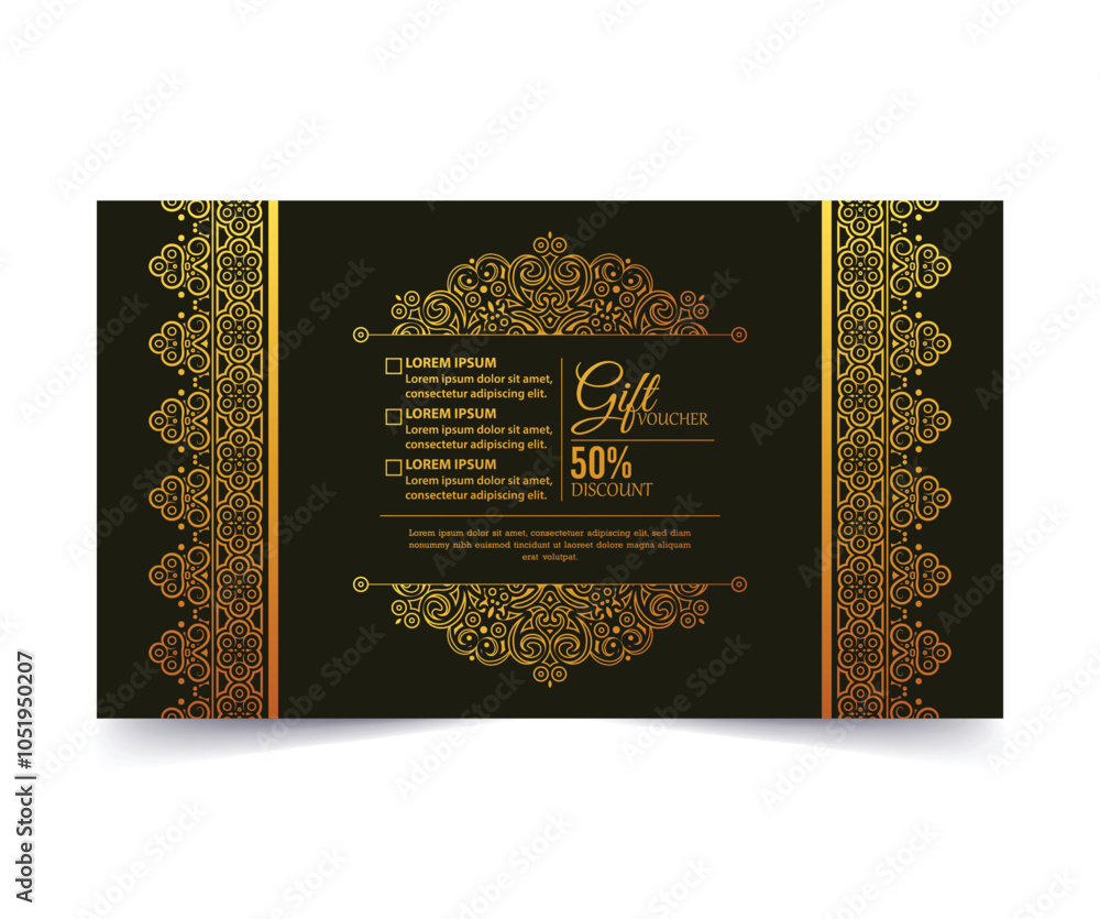 Fototapeta premium Luxury gold gift voucher template