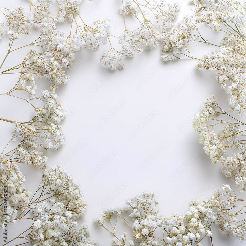 Gypsophila dry little white flowers light filling the edges of the frame isolated on a white background Gypsophila dry little white flowers light filling the edges of the frame isolated on a white background