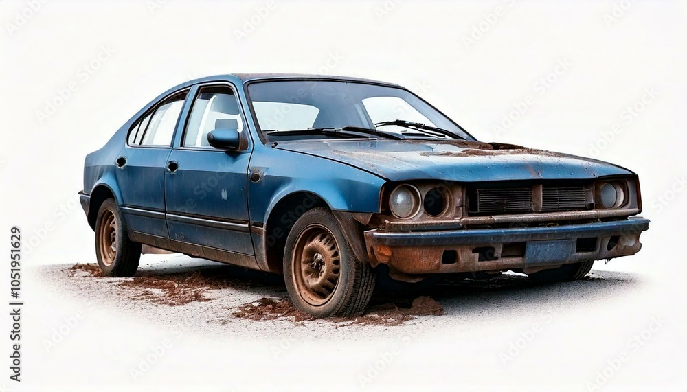 old car in the junkyard on white background old car in the junkyard on white background
