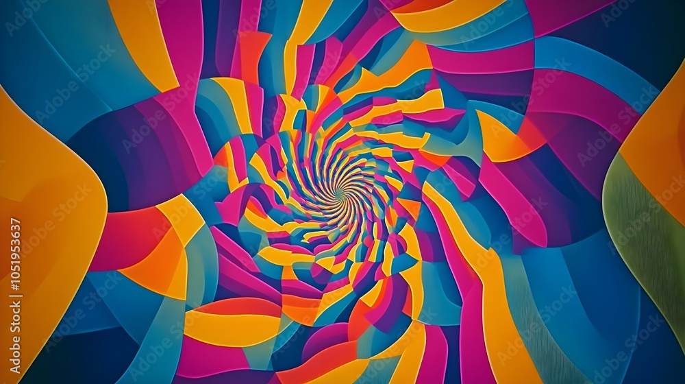Fototapeta premium Hypnotic Kaleidoscopic Spiral of Vibrant Swirling Colors and Geometric Patterns