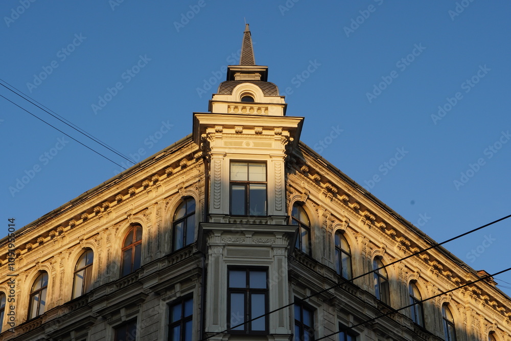 the facade of the building in the center the facade of the building in the center