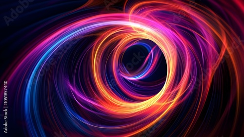 Dazzling Neon Spiral Rotating in Vibrant Cosmic Space
