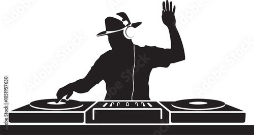 Dj On The Decks Silhouette Vector Graphic