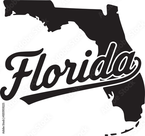 Florida State Map Retro Typography Vector