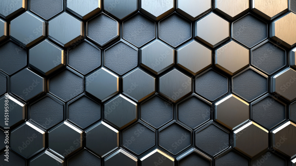 close up view of textured hexagonal pattern in black and metallic tones, creating modern and sleek appearance. geometric design adds depth and visual interest close up view of textured hexagonal pattern in black and metallic tones, creating modern and sleek appearance. geometric design adds depth and visual interest