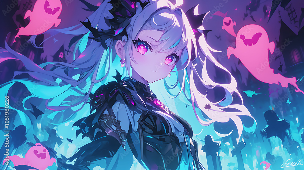 Halloween theme, cute anime girls and Halloween celebration uniforms Halloween theme, cute anime girls and Halloween celebration uniforms