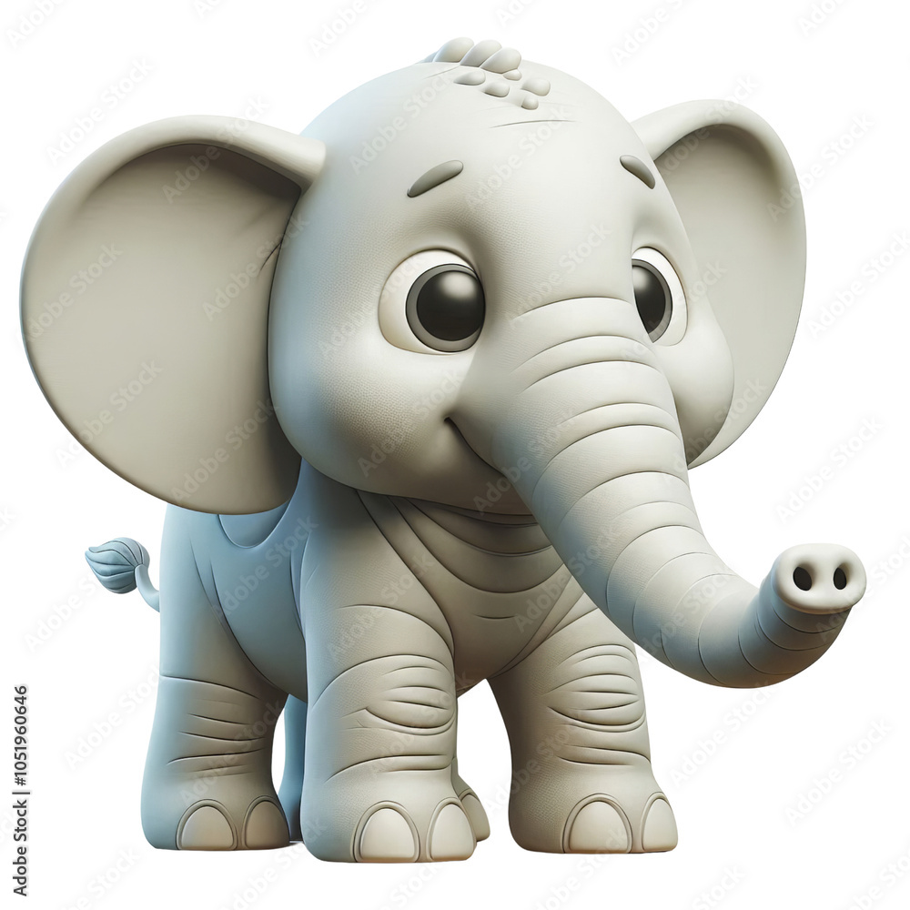 Happy Cartoon Baby Elephant Standing Cheerfully Happy Cartoon Baby Elephant Standing Cheerfully