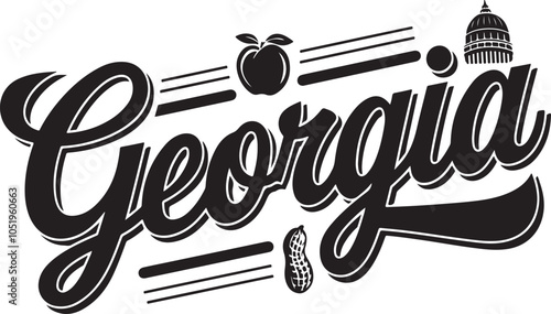 Georgia Retro Typography Vector Graphic