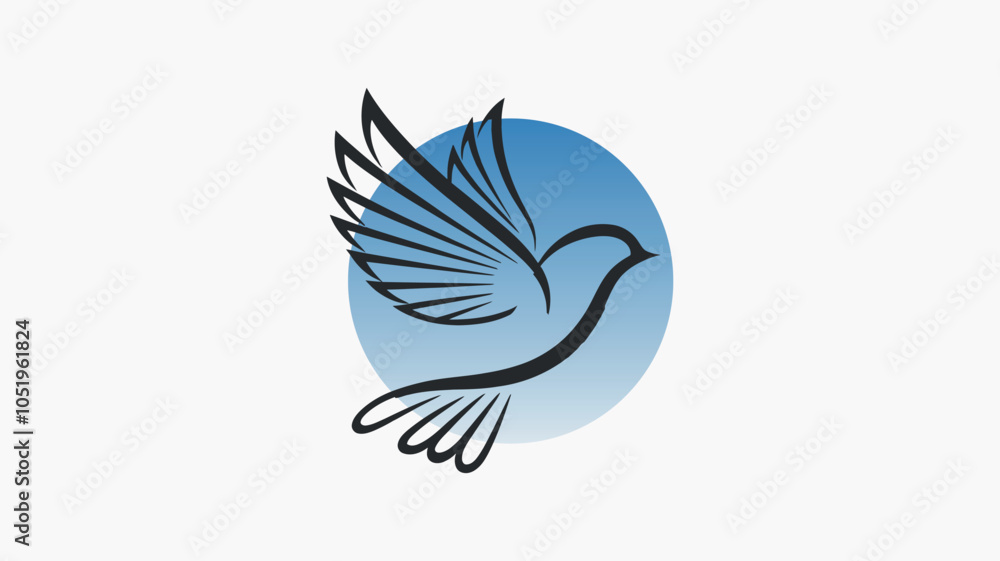 Obraz premium Elegant Abstract Bird Illustration on Blue Gradient Background 