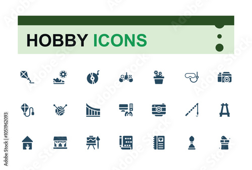 Hobby solid icon collections. Related to food, vector, vacation, water, ship, ocean and more. Minimalist flat filled icon. Vector illustration.