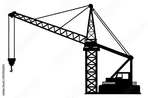 Construction crane vector silhouette design.