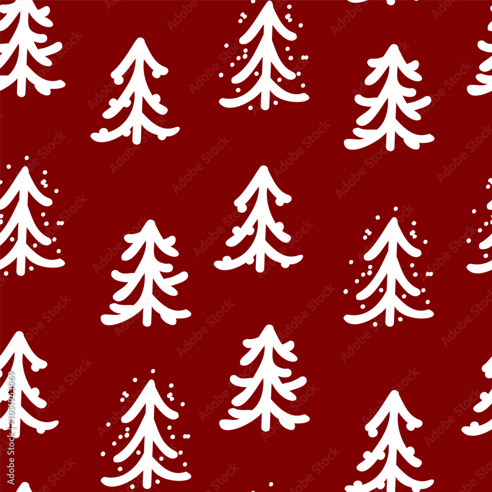 Fototapeta premium Vector. Christmas and New Year seamless pattern. Abstract hand drawn scandinavian ornament. Minimalism snow pattern for branding, cover, wrapping paper, advertising and typographic products.