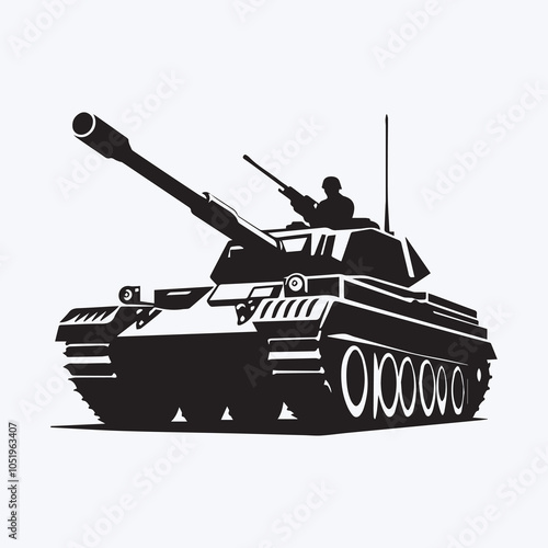 Tank logo victor, Tank silhouette vector icon black and white