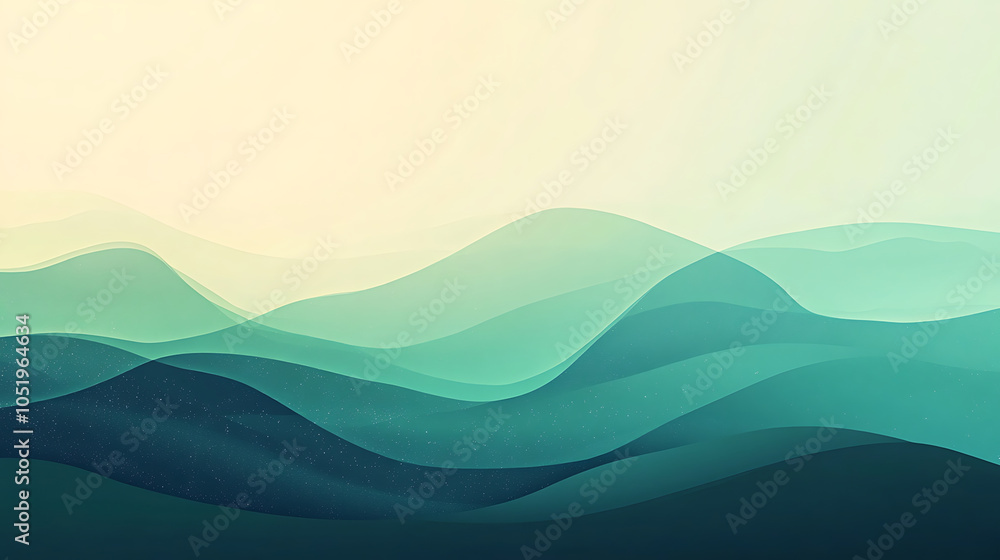 Serene abstract landscape featuring soft, flowing waves in shades of teal and blue, creating calming atmosphere. gentle gradients evoke sense of tranquility and peace Serene abstract landscape featuring soft, flowing waves in shades of teal and blue, creating calming atmosphere. gentle gradients evoke sense of tranquility and peace