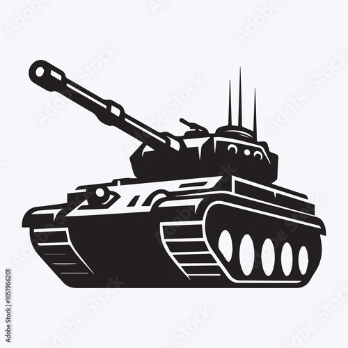 Tank logo victor, Tank silhouette vector icon black and white