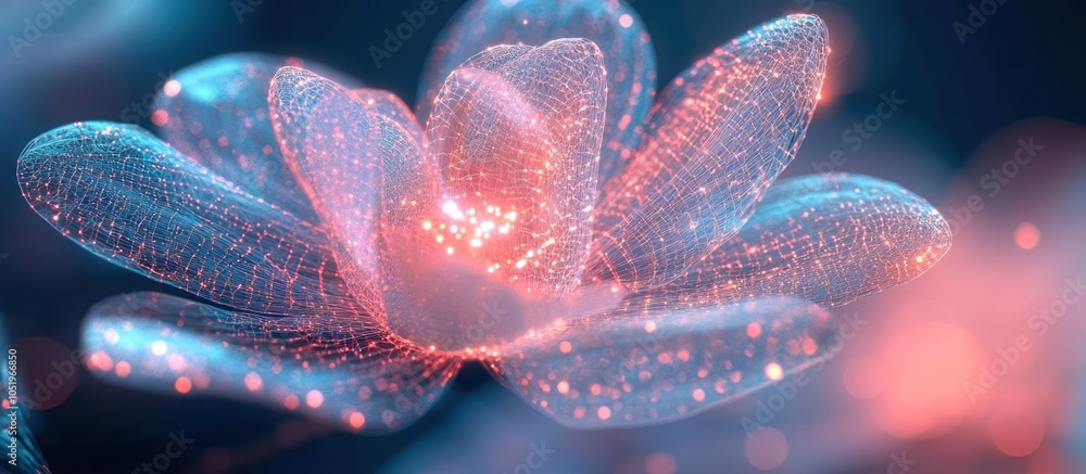 Abstract glowing flower with pink and blue light. Abstract glowing flower with pink and blue light.